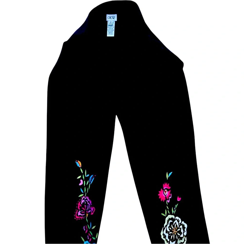 Cache Size 2 Black Embroidered Pants Y2K Hip Vintage 90’s - Picture 3 of 11
